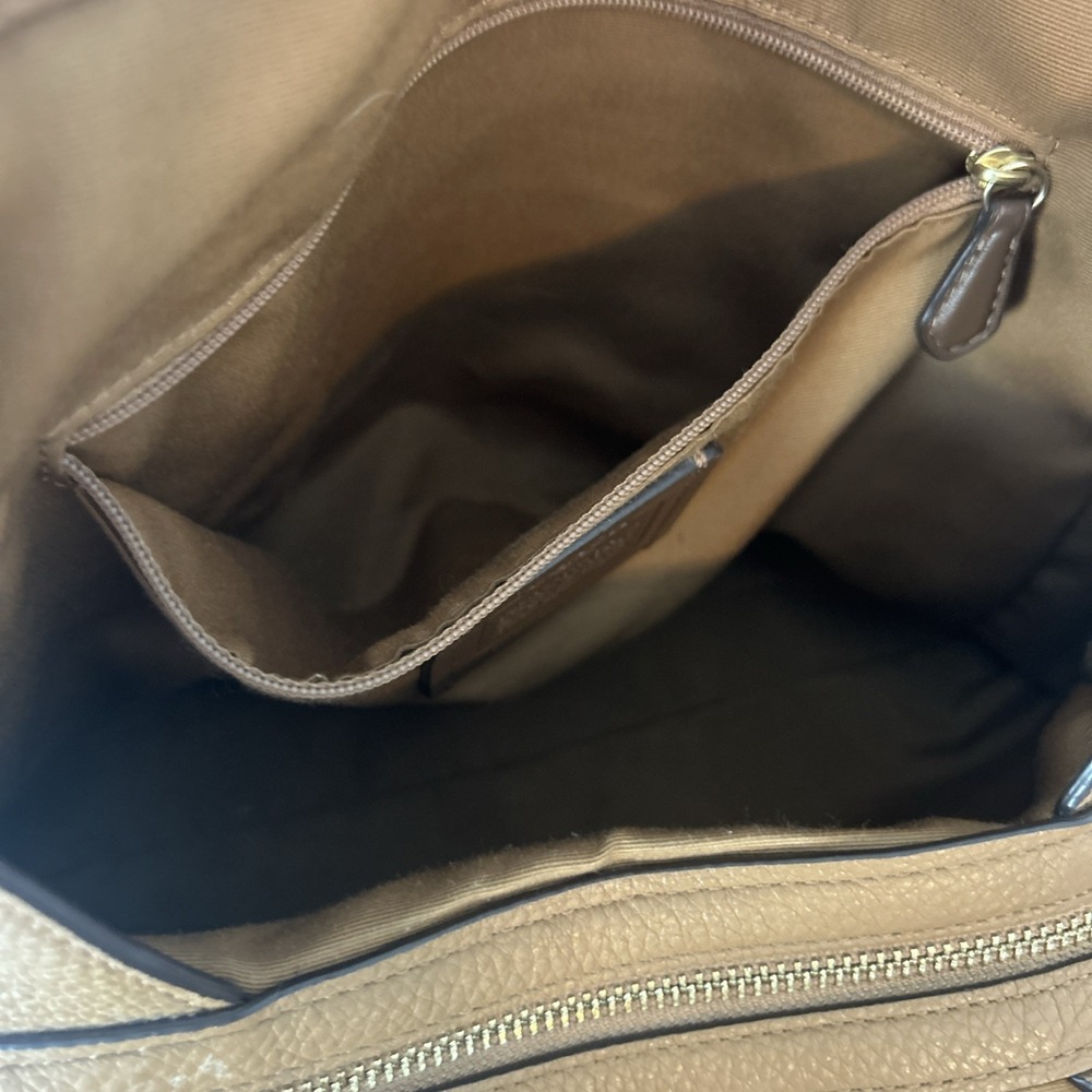 Coach Madison Maggie Leather Hobo Shoulder Pebbled Bag in Camel - Picture 7 of 12